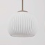 6-light pendant light Odalyn - beige with ribbed opal white glass