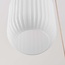 Modern beige Odalyn pendant light with 6 ribbed opal white glass shades