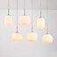 Modern beige Odalyn pendant light with 6 ribbed opal white glass shades