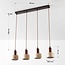 Luxury 4-light pendant light Muro in travertine (natural stone) and wood