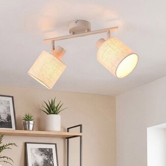 Ceiling light Avan in beige with 2 adjustable linen shades