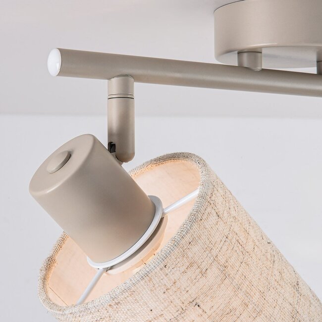 Ceiling light Avan in beige with 2 adjustable linen shades