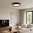 Modern Palomo black ceiling light with ribbed edge and 3-step dimmable LEDs