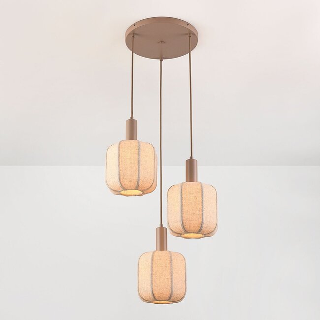 Pendant light Fynra 3-light fabric - taupe