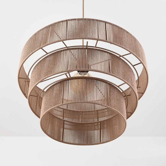 Pendant lamp Verna 3-layer in natural cotton rope