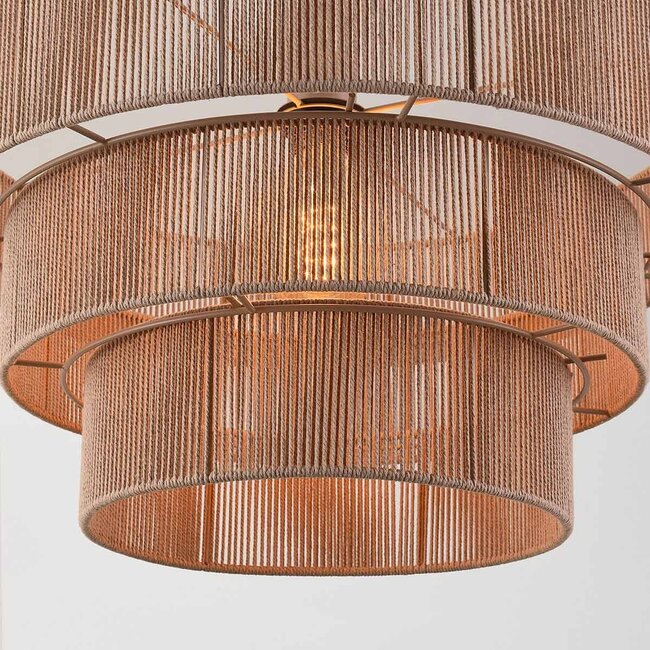 Pendant lamp Verna 3-layer in natural cotton rope