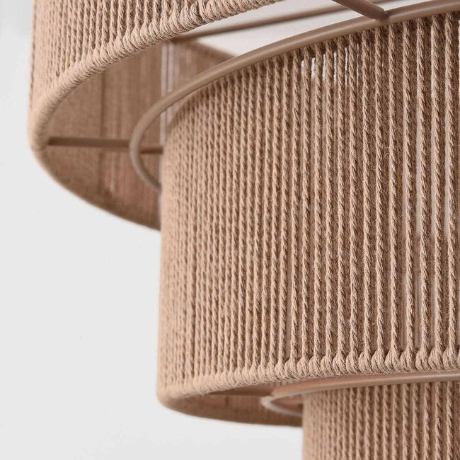 Pendant lamp Verna 3-layer in natural cotton rope