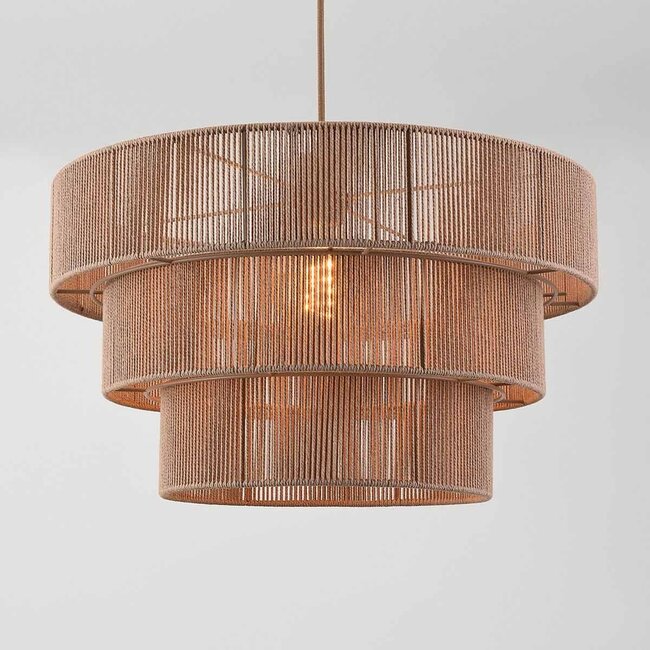 Pendant lamp Verna 3-layer in natural cotton rope