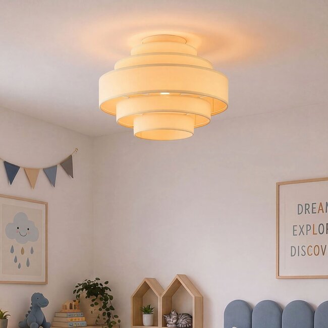 ceiling light Mavro - layered fabric shade in cream beige