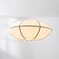 Modern Ovala pendant light with beige linen shade and brown accents Ø60 cm