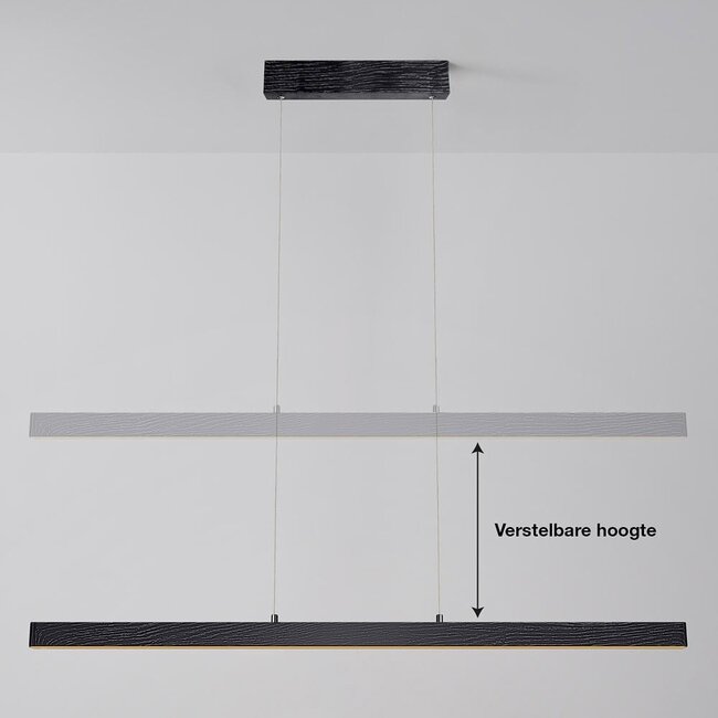 pendant light Andre - black with wood pattern and 3-step dimmable LED