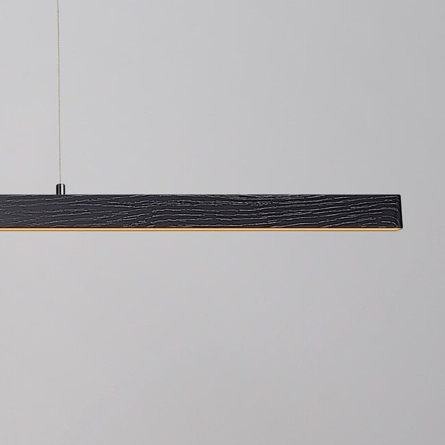Adjustable minimalist pendant lamp Andre, Black with wood pattern - 3-step dimmable