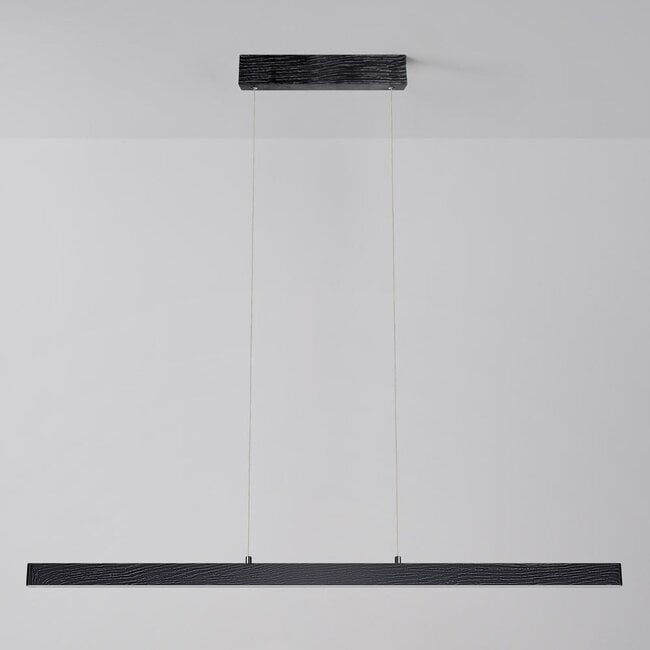 Adjustable minimalist pendant lamp Andre, Black with wood pattern - 3-step dimmable