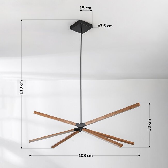 pendant light Stellar 3-step dimmable - wood effect