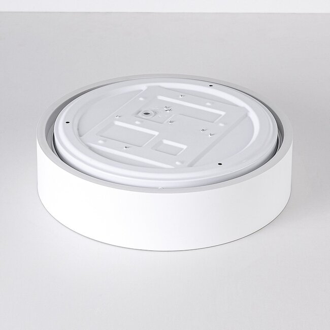 LED ceiling light Larios, 3-step dimmable Ø29 cm - white with wood accent