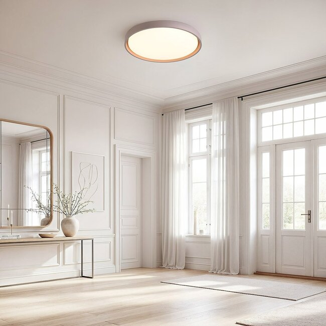 Ceiling lamp Ricardo in taupe with integrated LED, 3-step dimmable, Ø41 cm