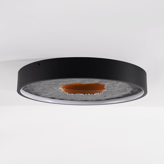 ceiling light Cercul Ø40 cm - black with grey stone and gold-leaf effects, 3-step dimmable