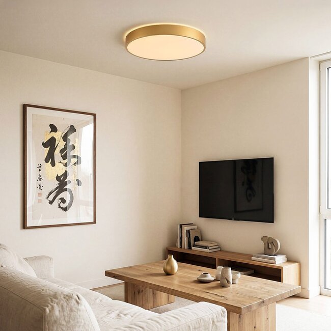 Modern ceiling lamp Gorila in gold with 3-step dimmable LEDs