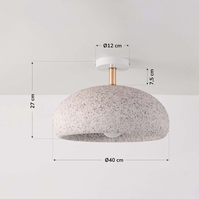 Wabi Sabi ceiling light Zenro - white terrazzo with rose gold detail