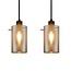 5-light pendant light Texas - matt black and smoked glass