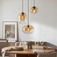 3-light pendant lamp Olare with amber ombre glass