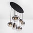 6-light pendant lamp Opale with smoked ombre glass