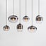 6-light pendant lamp Opale with smoked ombre glass