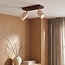 Ceiling light Orven with 2 adjustable spotlights in travertine (natural stone) and wood effect