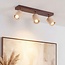 Ceiling lamp Cerno with 3 rotatable travertine (natural stone) spotlights and wood look