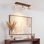Ceiling lamp Cerno with 3 rotatable travertine (natural stone) spotlights and wood look
