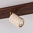 Ceiling lamp Cerno with 3 rotatable travertine (natural stone) spotlights and wood look