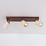 Ceiling lamp Cerno with 3 rotatable travertine (natural stone) spotlights and wood look