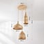 pendant light Aska - rattan with three natural hand-woven shades and wooden ceiling plate