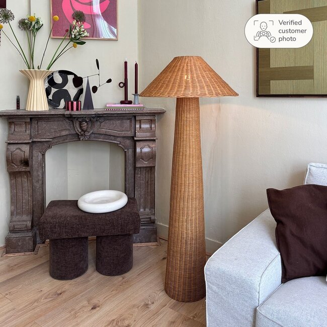 Boho floor lamp Vasari in hand-woven rattan