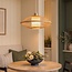Bamboo pendant lamp Levra with linen diffuser in natural