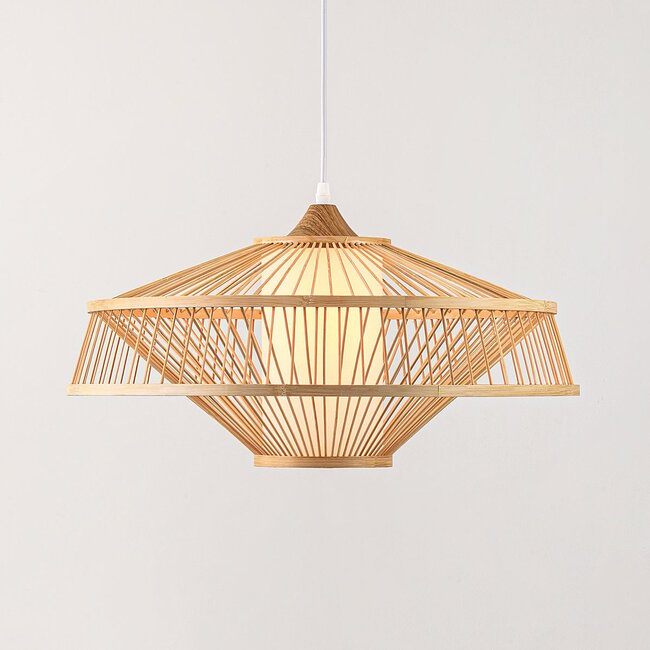 Bamboo pendant lamp Olira with diffuser in natural