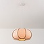 Pendant lamp Aldra with linen shade and bamboo frame