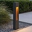 Outdoor floor lamp Tavien in anthracite and wood look