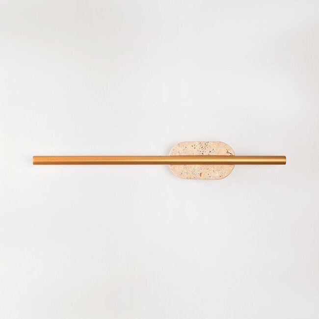 Bathroom wall light Lima with Integrated LED and travertine (natural stone) - gold