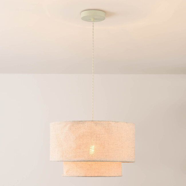Linen pendant lamp Cavallo 2-layer in off-white