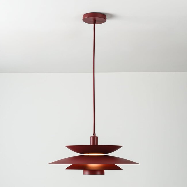 Pendant lamp Alvra in matte burgundy red