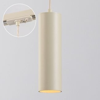 Beige tube pendant lamp Simon for 1-phase track lighting