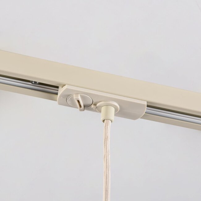 Beige tube pendant lamp Simon for 1-phase track lighting