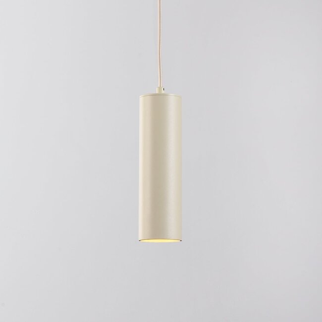 Beige tube pendant lamp Simon for 1-phase track lighting