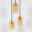 Modern Matt black with sand Gold pendant lamp with amber-coloured glass, 3-light - Arlington