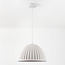 Pendant lamp Hyske with ribbed shade in white