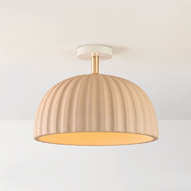 Ceiling lamp Lysko with ribbed shade in sand beige