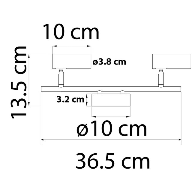 Modern ceiling lamp with 2 spotlights - Auburn