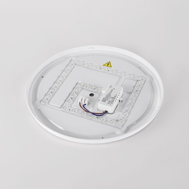 Ceiling lamp Nardia with integrated LED and 3-step dimmable Ø39 cm in beige with wood accent