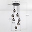 7-light pendant lamp in Black with Smoked glass grey glass - Hollister